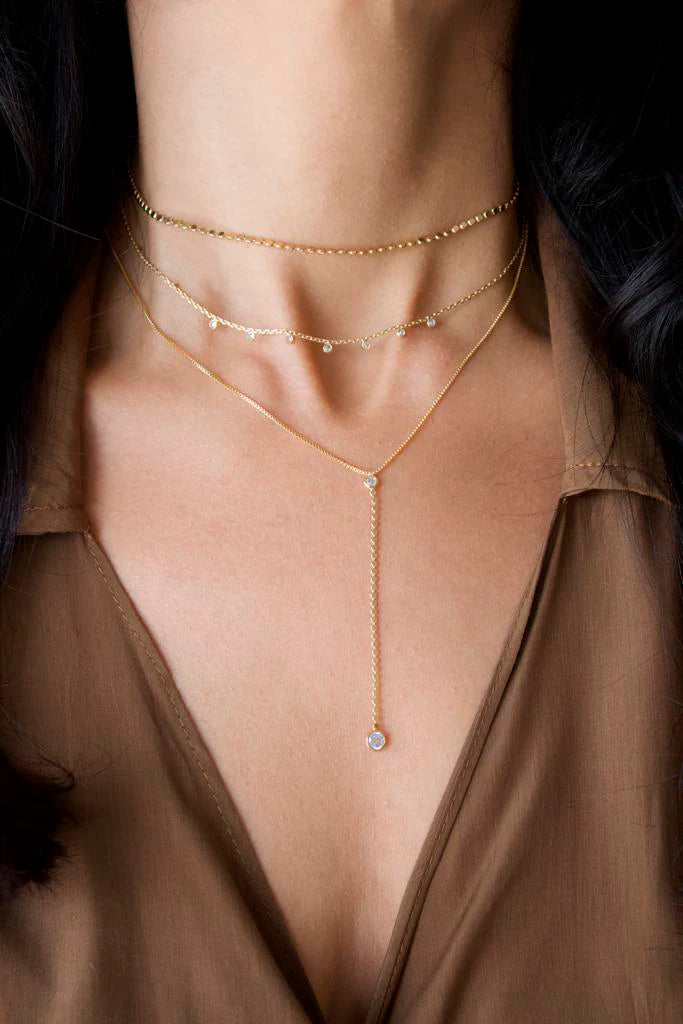 Cubic Zirconia Dangle Choker Necklace