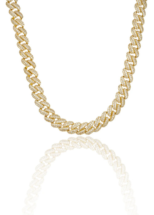 10mm Cuban Curb Necklace With CZ Stones