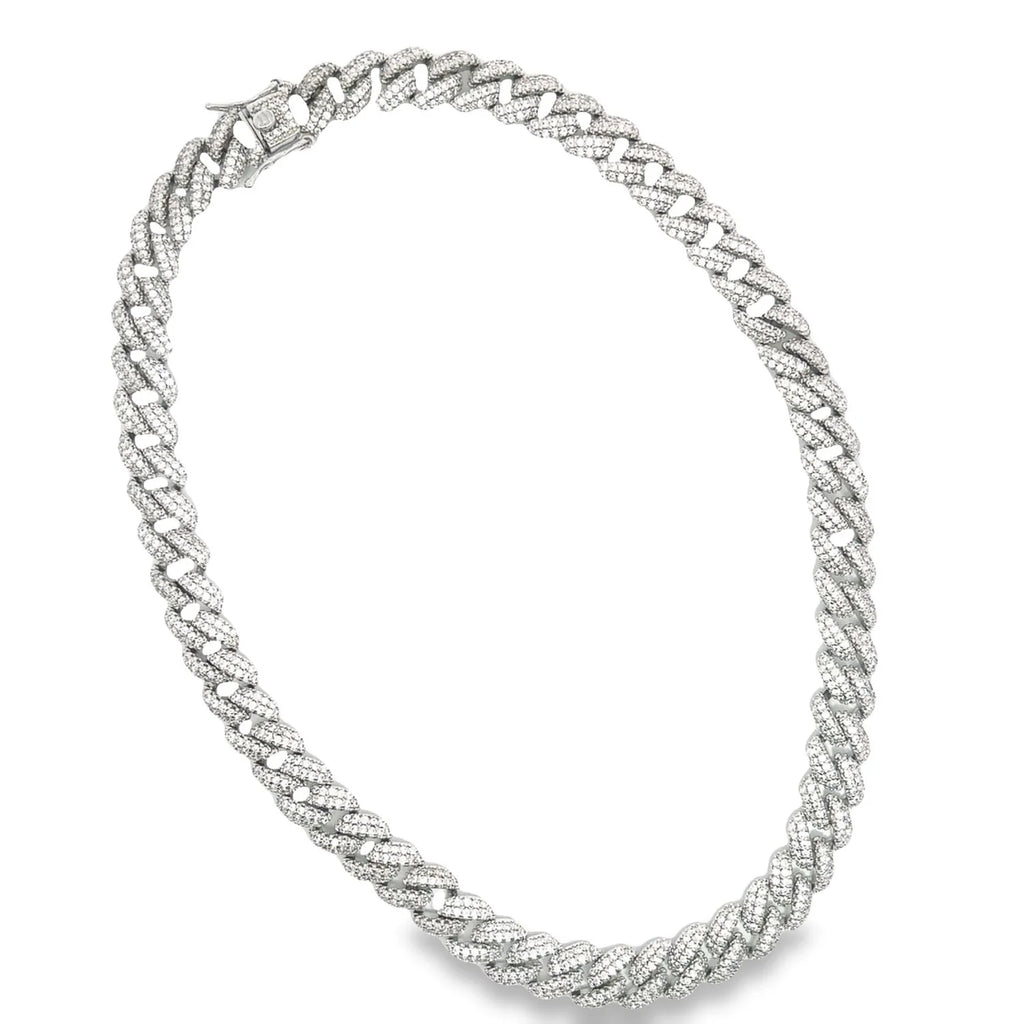 10mm Cuban Curb Necklace With CZ Stones