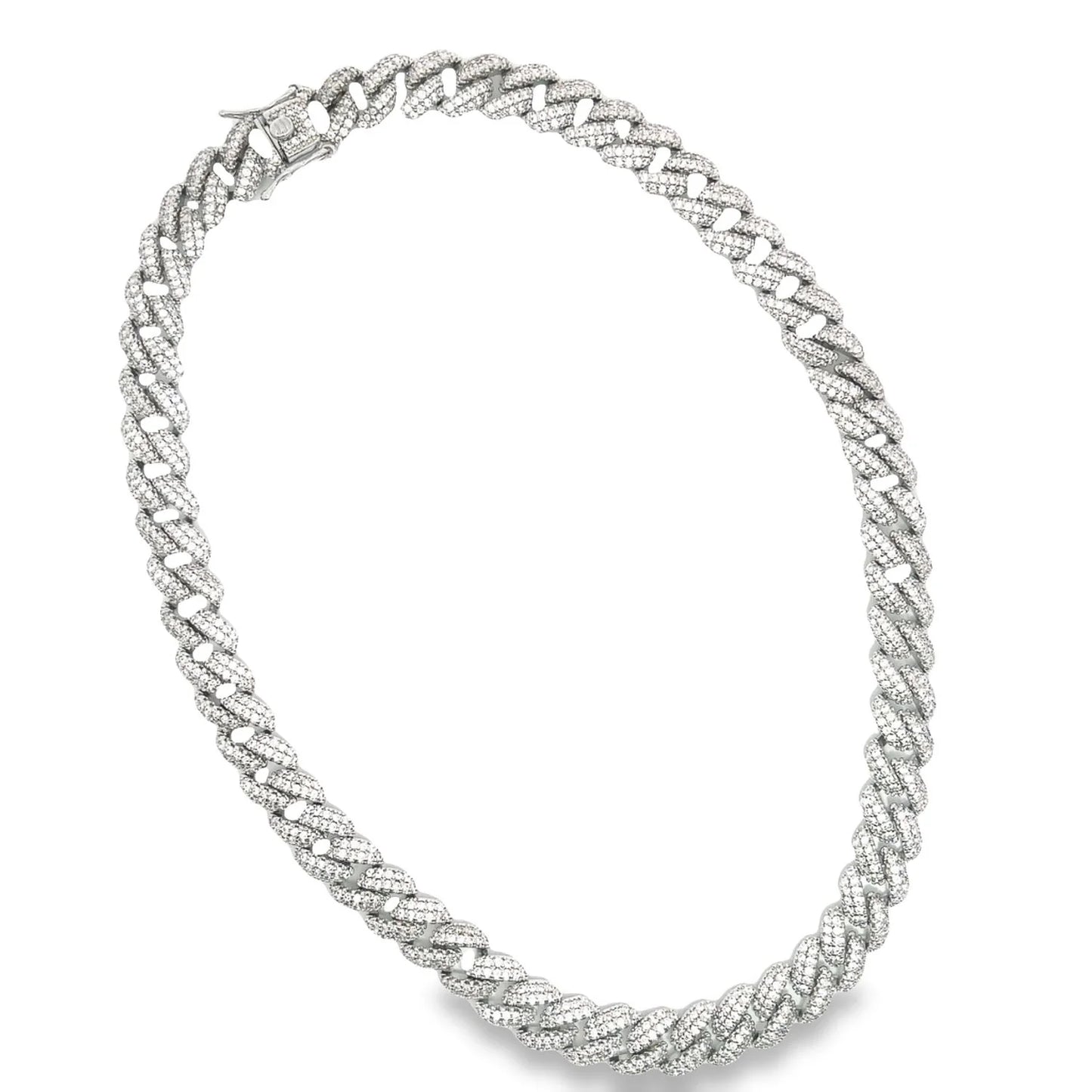 10mm Cuban Curb Necklace With CZ Stones