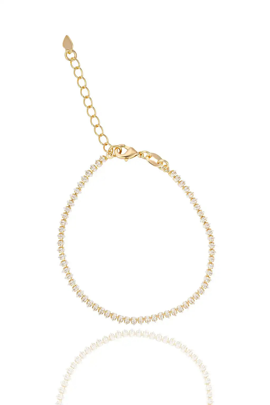 3mm Marquise CZ Tennis Bracelet in gold with adjustable clasp, featuring marquise-cut cubic zirconia stones in a classic tennis design.