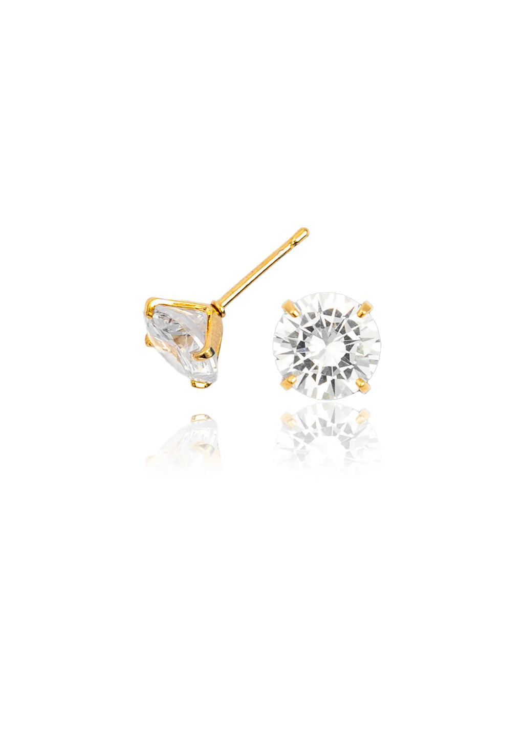 Clear Round Cubic Zirconia Stone Stud Earrings