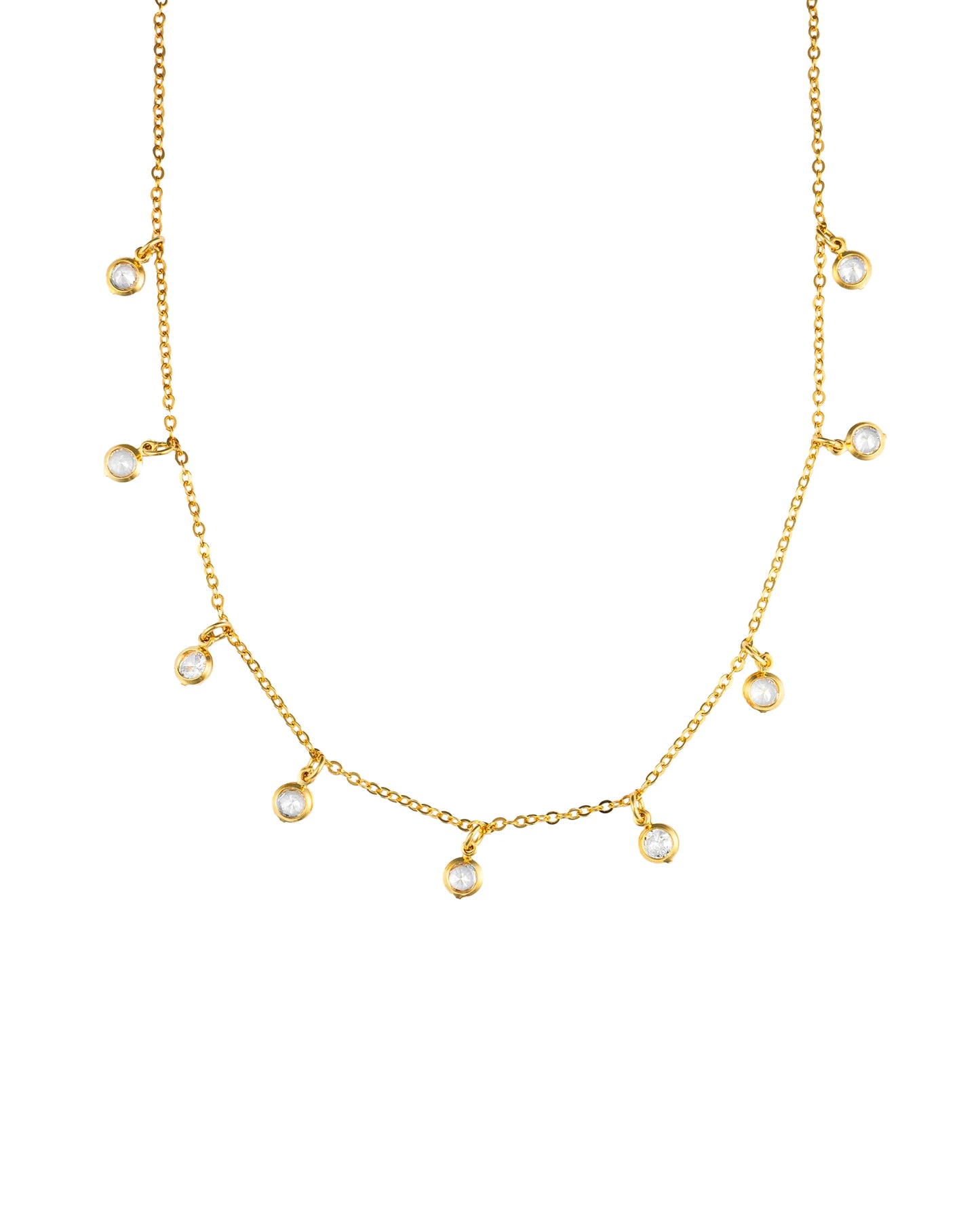 Dainty Choker With Dangle Round Clear Cubic Zirconia