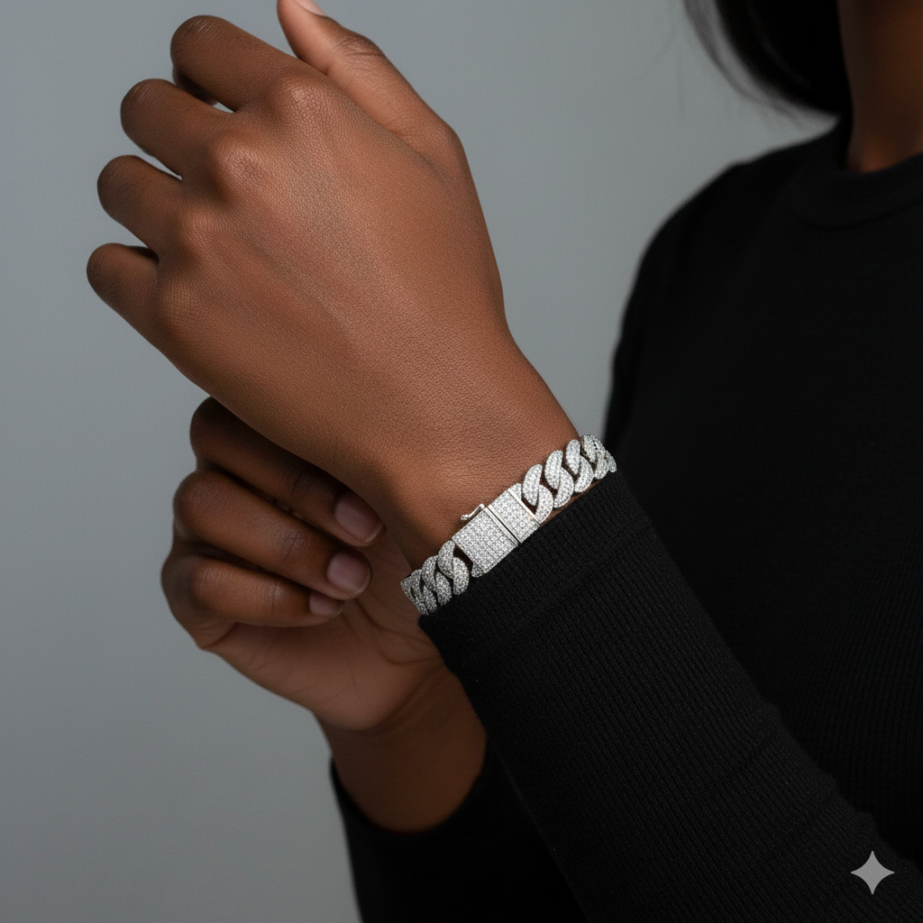 6mm Moissanite Cuban Chain Bracelet - GRA Certified