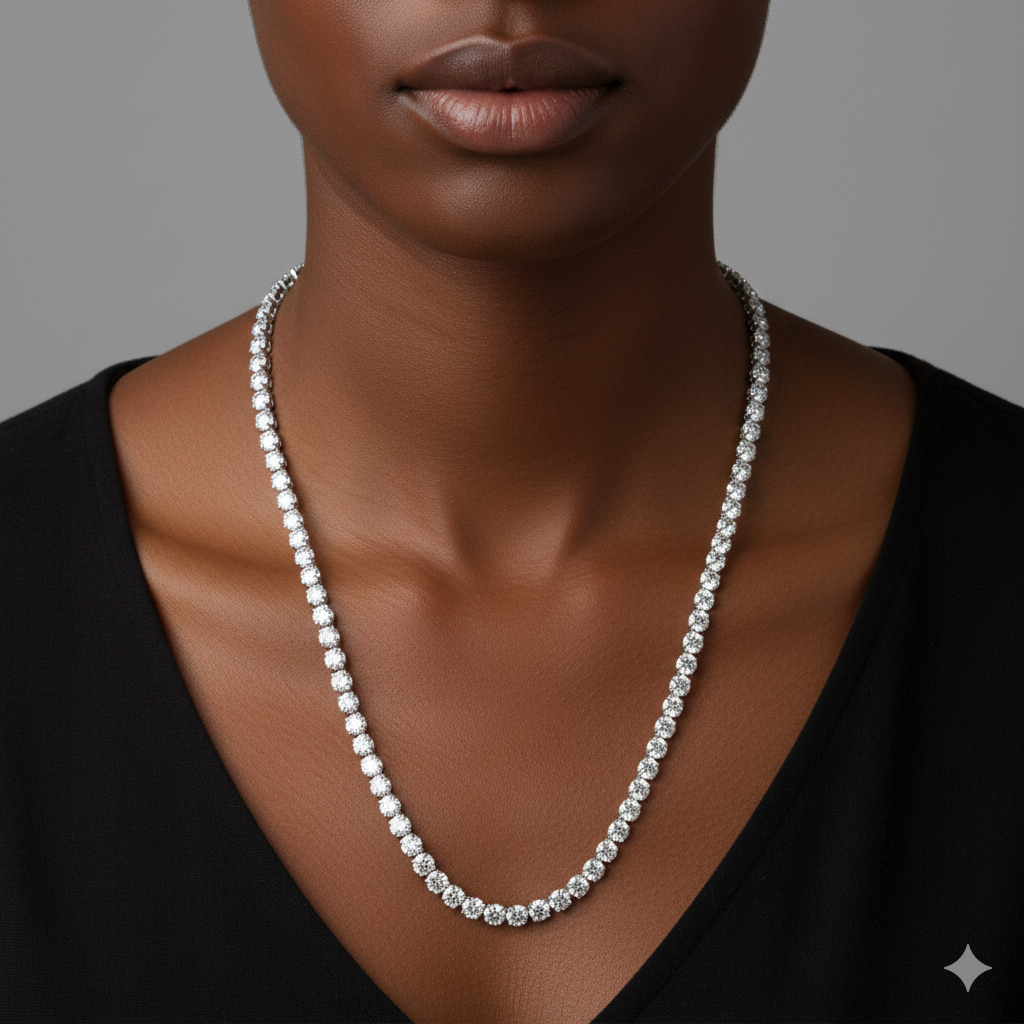 2mm Moissanite Tennis Necklace – GRA Certified