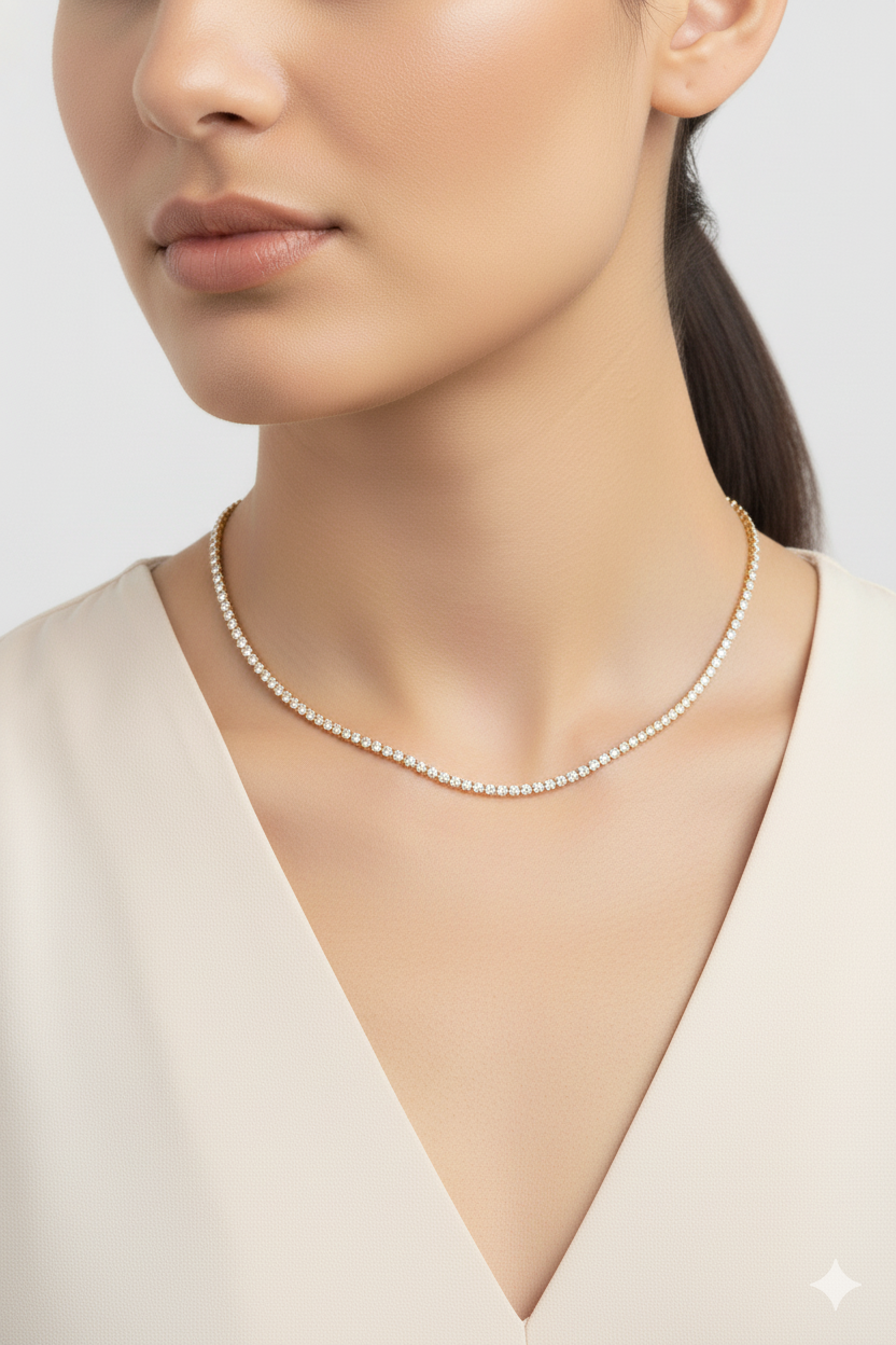 Micro Cubic Zirconia Tennis Necklace
