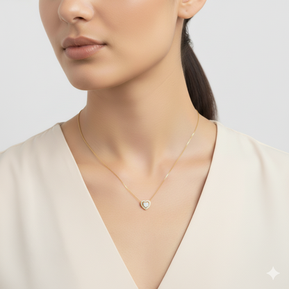 1mm Box Chain with Tiny Heart Charm (H235)