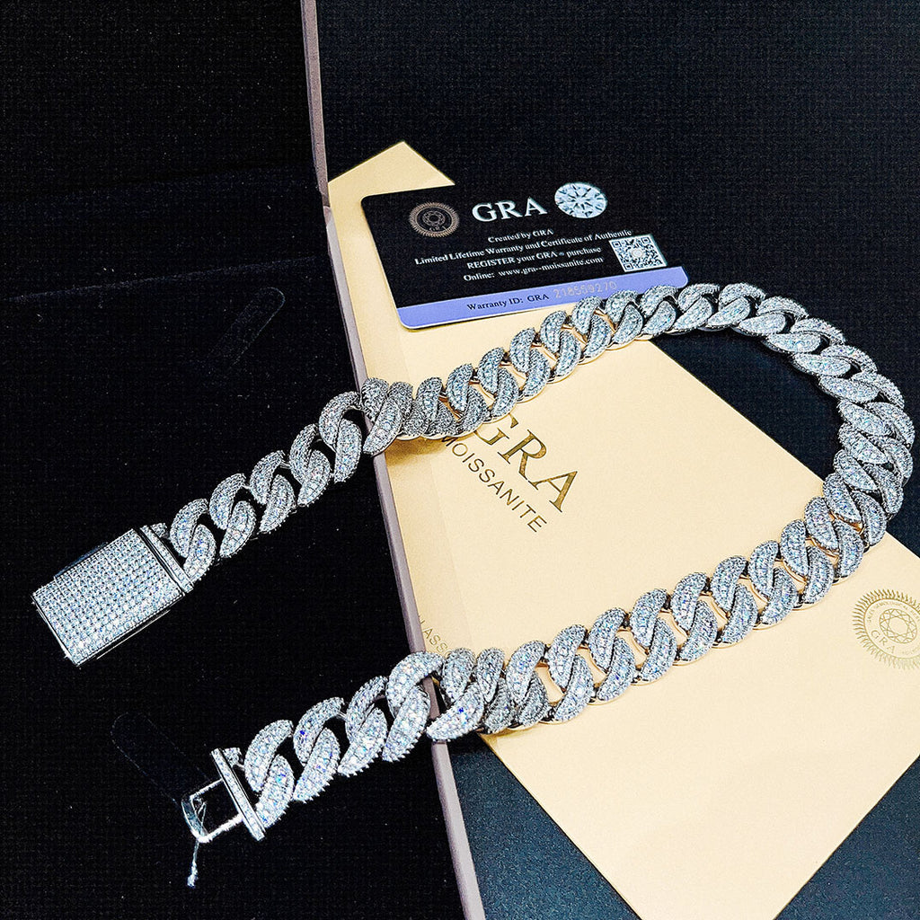 6mm Moissanite Cuban Chain Bracelet - GRA Certified