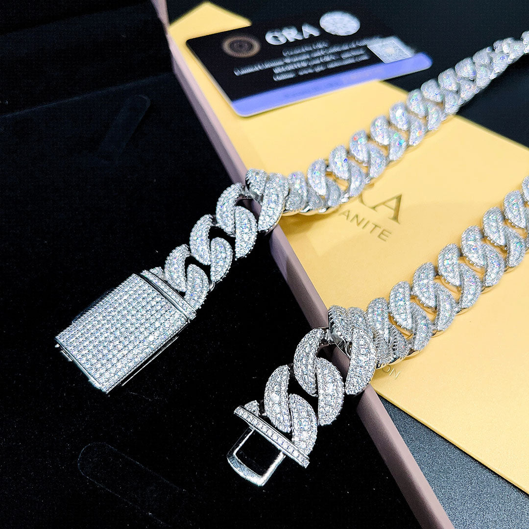 6mm Moissanite Cuban Chain Bracelet - GRA Certified