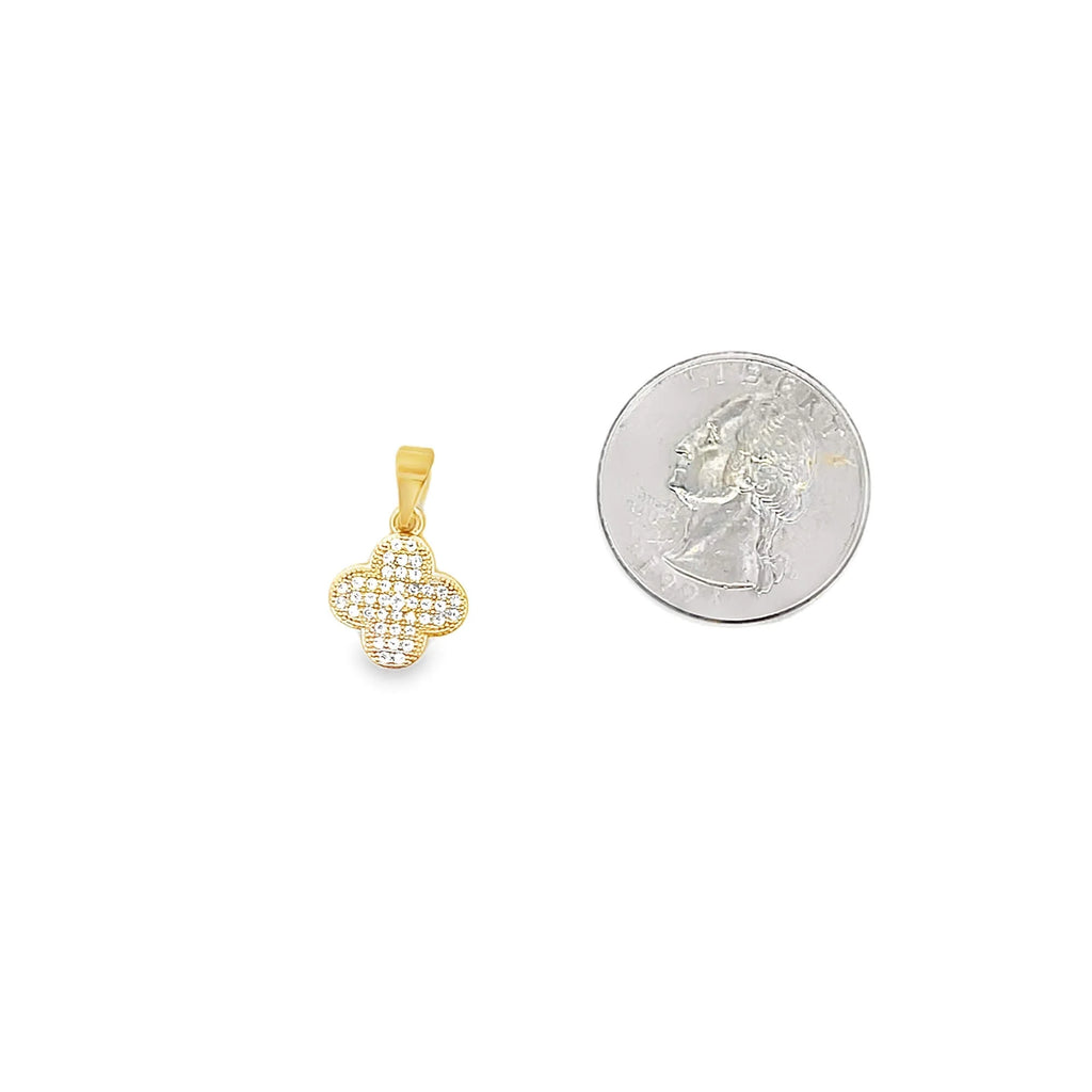 Small CZ Pave 4 Leaf Clover Charm