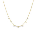 Thin CZ Stone Rolo Necklace (H157) in Clear features 2mm cubic zirconia stones on a delicate 1mm gold rolo chain, ideal for elegant styling.