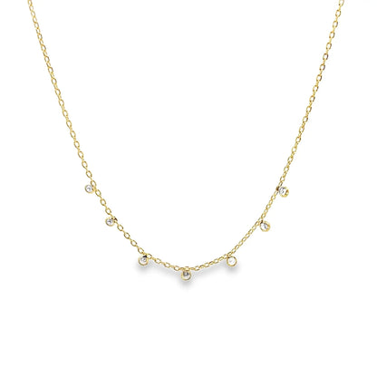 Thin CZ Stone Rolo Necklace (H157) Clear and Color