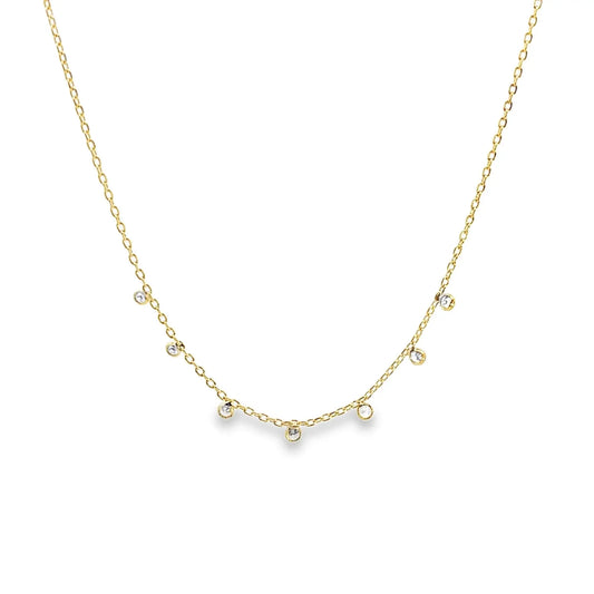 Thin CZ Stone Rolo Necklace (H157) Clear and Color