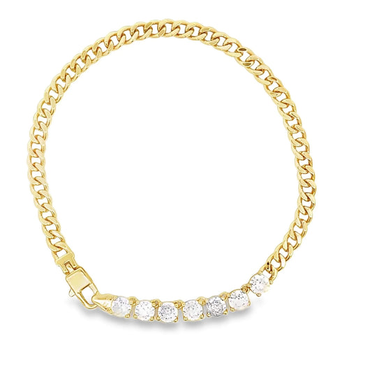 Thin Cuban Link Tennis Finish Bracelet