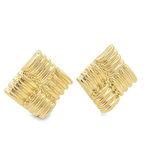 Woven Textured Square Earrings