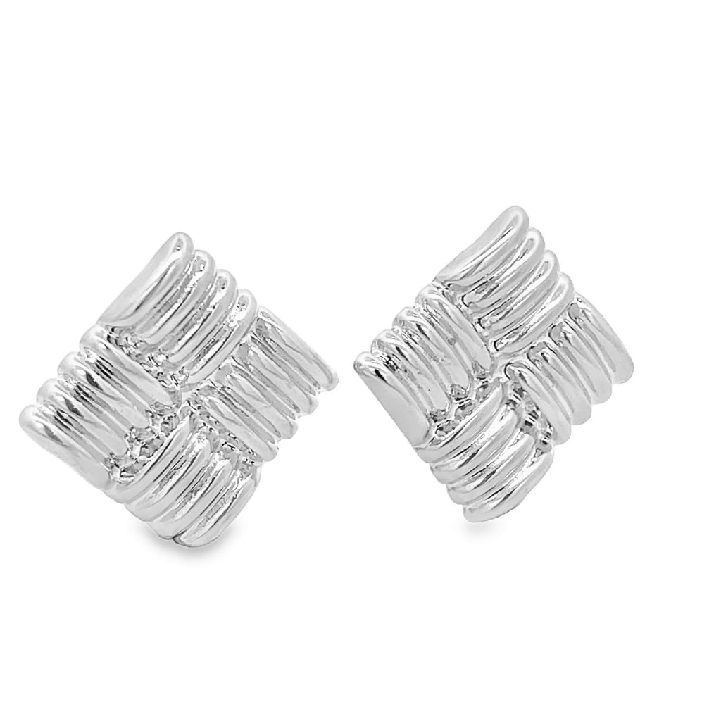 Woven Textured Square Earrings
